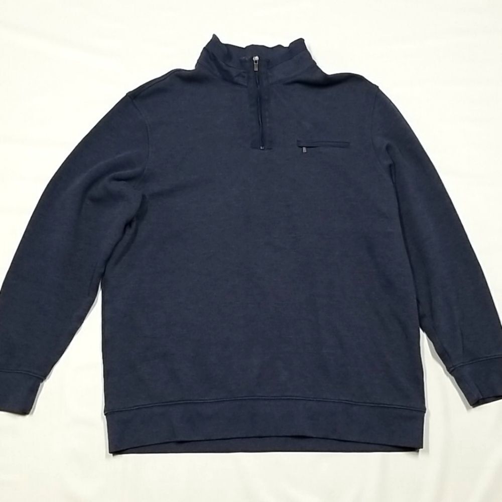 Haggar Sweater Men's Large 1/4 Zip Pull Over With Zipper Pocket Long Sleeve